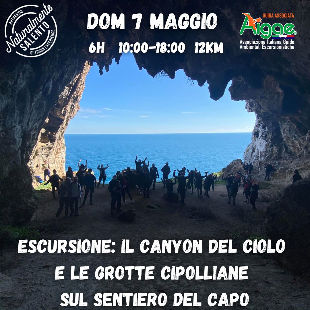 7 Maggio 2023 Escursione il Canyon del Ciolo e le Grotte cipolliane sul Sentiero del Capo